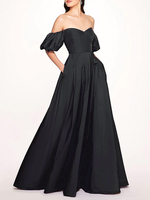Robes de mariée noires Taffetas courte taille naturelle longueur au sol robe de mariée