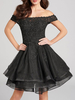 Robes de mariée noires une ligne sans manches taille naturelle dentelle polyester robe de mariée courte