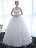 Robes de mariée pas chères Eric White hors de lépaule manches courtes en tulle doux à lacets robes de mariée longueur au sol