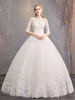 Robes de mariée pas chères Eric White Jewel Neck Half-Manches Soft Tulle Lace Up Floor Length Robes de mariée