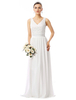 Robes de mariée plage dentelle mousseline de soie col en V sans manches étage longueur robe de mariée dété
