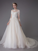 Robes de mariée princesse champagne luxe dentelle perles tulle robes de mariée avec train
