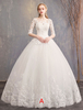 Robes de mariée princesse dentelle illusion décolleté demi-manche longueur de plancher robe de mariée
