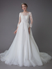 Robes de mariée princesse ivoire dentelle tulle perlage appliques robes de mariée avec train