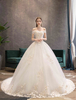 Robes de mariée princesse ivoire outre de lépaule dentelle longueur de plancher robe de mariée avec train