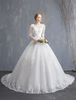 Robes de mariée princesse robe de mariée en dentelle de fleurs perlée à demi manches longue robe de mariée