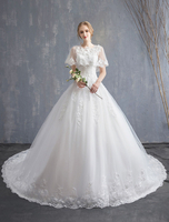 Robes de mariée princesse robe de mariée en dentelle de perles tulle longue robe de mariée