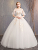 Robes de mariée princesse tulle bijou illusion décolleté appliques robe de bal robe de mariée manches courtes