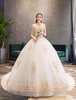 Robes de mariée princesse Tulle de lépaule en dentelle Applique robe de bal robe de mariée avec le train