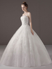 Robes de mariée robe de bal princesse bretelles en dentelle appliques perlée ivoire robe de mariée maxi
