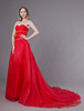 Robes de mariée rouges robes de soirée sans bretelles en organza perlées