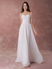 Robes de mariée sans bretelles en mousseline de soie ivoire décolleté en coeur longueur de plancher plissé robes de mariée