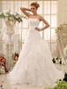 Robes de mariée sans bretelles organza volants à volants robe de mariée plissée latérale drapé train chapelle de mariage robe Milanoo