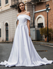 Robes de Mariée Simple avec Epaule Nue avec Dos Nu Coupe Cintrée Décors avec Noeud Bas Evasée Unicolore
