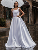 Robes de Mariée Simples à Col Carré sans Manches Coupe Cintrée Creusantes avec Dos Nu Bas Evasée Unicolore