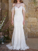 Robes de mariée simples 2021 dentelle Sweetheart outre de lépaule sirène robe de mariée avec balayage train