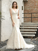 Robes de mariée sirène col en V sans manches taille naturelle dentelle robe de mariée sirène avec train