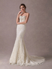 Robes de mariée sirène dentelle bretelles Ivoire chérie perlée robe de mariée avec le train