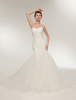 Robes de mariée sirène église sirène Avec traîne multicouche bustier sans bretelles lacets de dentelle en tulle sans doublure ivoire 30cm