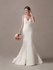 Robes de mariée sirène Ivoire Dentelle Arcs perlé V Neck Off épaule robe de mariée