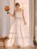 Robes de mariée vintage blanches sans bretelles sans manches taille naturelle en tissu satiné longueur au sol robes de mariée