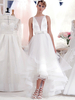 Robes de mariée vintage col en V sans manches taille naturelle polyester longueur au sol robes traditionnelles pour la mariée