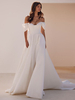Robes de mariée vintage hors des épaules laçage sur dos à traîne