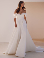 Robes de mariée vintage hors des épaules laçage sur dos à traîne