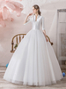 Robes de mariée Vintage Princesse Col haut Demi Manches Etage Longueur Tulle Robes de mariée traditionnelles