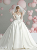 Robes de mariée vintage train cathédrale bretelles sans manches arcs robes de mariée en tissu satiné
