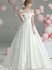 Robes de mariée vintage train chapelle chérie cou sans manches volants satin robes de mariée en tissu