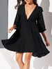 Robes de patineur Robe décolletée évasée au dos nu avec volants et volants