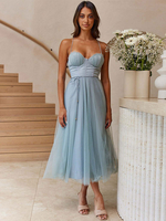 Robes De Soirée À Bretelle Robe Semi-formelle En Couches Sans Manches Plissée À Col En Cœur Bordeaux