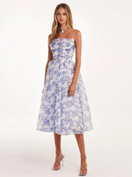 Robes De Soirée Bleu Ciel Clair Bretelles Plissé Fleurie Robe Semi-Formelle Longue