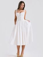 Robes De Soirée Bretelles Blanches Col À Lacets Robe Semi-Formelle Plissée