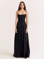 Robes De Soirée Bretelles Noires Lacets Robe Semi-Formelle Dos Nu