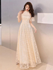 Robes de soirée Champagne Dentelle Epaule Froide Etage Longueur Robe De Bal