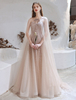 Robes de Soirée Cocktail Longues Femmes en Dentelles avec Paillettes Transparentes avec Cape à Col Décolleté en V sans Manches avec Dos Nu à Lacets Bas Evasée Coupe Cintrée Unicolore Sexy à Traîne