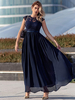 Robes De Soirée Col Rond En Dentelle Manches Courtes Robe Longue Robe Semi-formelle