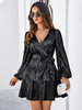 Robes De Soirée Courte Robe Semi-Formelle Noire À Manches Longues Col En V