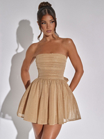 Robes De Soirée Courte Robe Semi-Formelle Sans Bretelles Avec Nœuds En Tulle