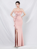 Robes De Soirée Longue Nœud Bustier Plume Robe Semi-Formelle Fendue À Fente À Volant