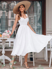 Robes de soirée longue robe semi-formelle blanche sans bretelles plissée sans manches dos nu