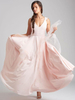 Robes de Soirée Longues en Mousselines Femmes Cousu en Dentelles à Col Décolleté en V Coupe Cintrée Dos Nu Creusant Florals Bas Evasée Unicolore Robe de Soirée Princesse
