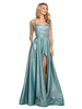 Robes de Soirée Longues Moulantes en Paillettes Femmes avec Bretelles à Col Décolleté en U Coupe Cintrée avec Dos Nu à Lacets Fente Latérale à Traîne Unicolore Tissu lustré métallique