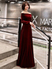 Robes de soirée manches longues en velours à épaules dénudées Maxi robes de soirée