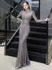 Robes de soirée Mermaid Jewel manches longues étage longueur robe de soirée formelle