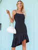 Robes de soirée Noir Bretelles Cou Polyester Sans Manches Robe Semi Formelle