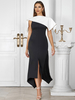 Robes De Soirée Noir Fendu Sans Manches Dos Nu Robe Semi-Formelle