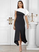 Robes De Soirée Noir Fendu Sans Manches Dos Nu Robe Semi-Formelle